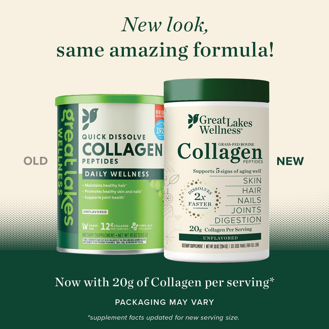 Great Lakes Wellness Collagen Peptides Powder for Skin, Hair, Nails, Joints & Digestion - Unflavored - Quick Dissolve Hydrolyzed, Non-GMO, Keto, Kosher - 10 oz