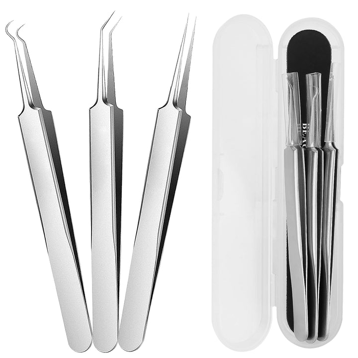 Blackhead Remover Comedone Extractor, 3 in 1 Professional Stainless Skin Zit Acne Blemish Whitehead Popping Removing Surgical Tools Set, Silver