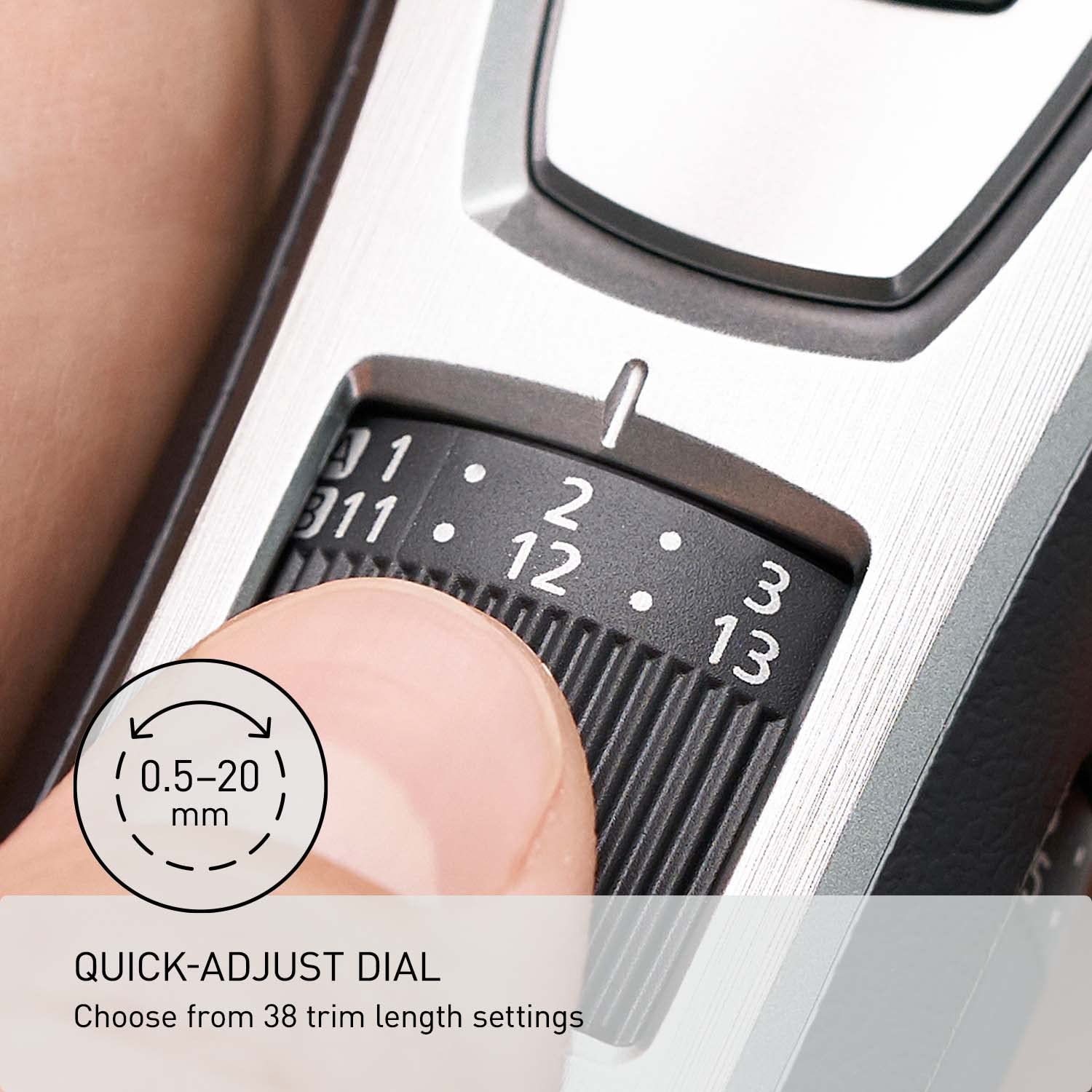 Panasonic ER-GB80-S Body and Beard Trimmer, Hair Clipper, Men's, Cordless/Corded Operation with 3 Comb Attachments and and 39 Adjustable Trim Settings, Washable