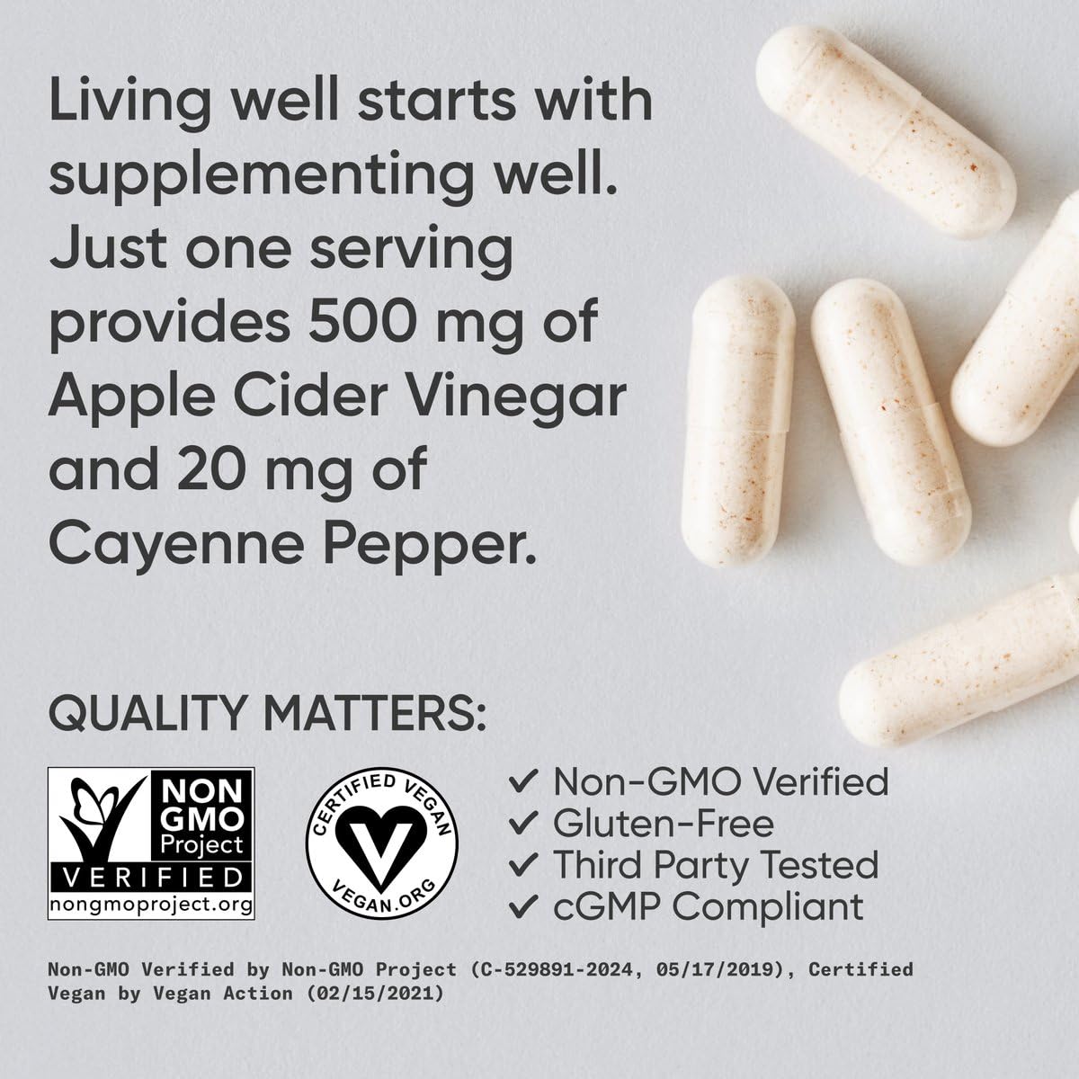 Sports Research Apple Cider Vinegar with Cayenne Pepper | Made from Organic Fermented Apple Cider - Non-GMO Project Verified & Vegan Certified (120 Veggie Capsules)