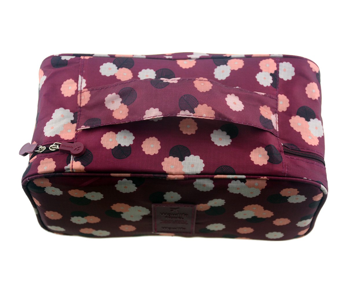Flower-Red: Wowlife Fashion Portable Multi-Functional Travel Organizer Cosmetic Make-Up Bag Luggage Storage Case Bra Underwear Pouch (Flower-Red)