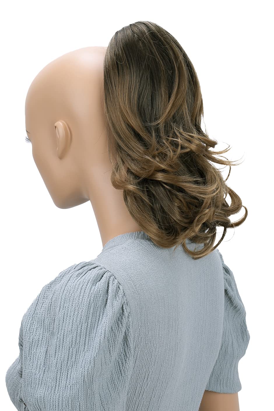 PRETTYSHOP 14 Hair Piece Pony Tail Clip On Extension Voluminous Wavy Heat-Resisting black dark blonde mix 1BT27 H128