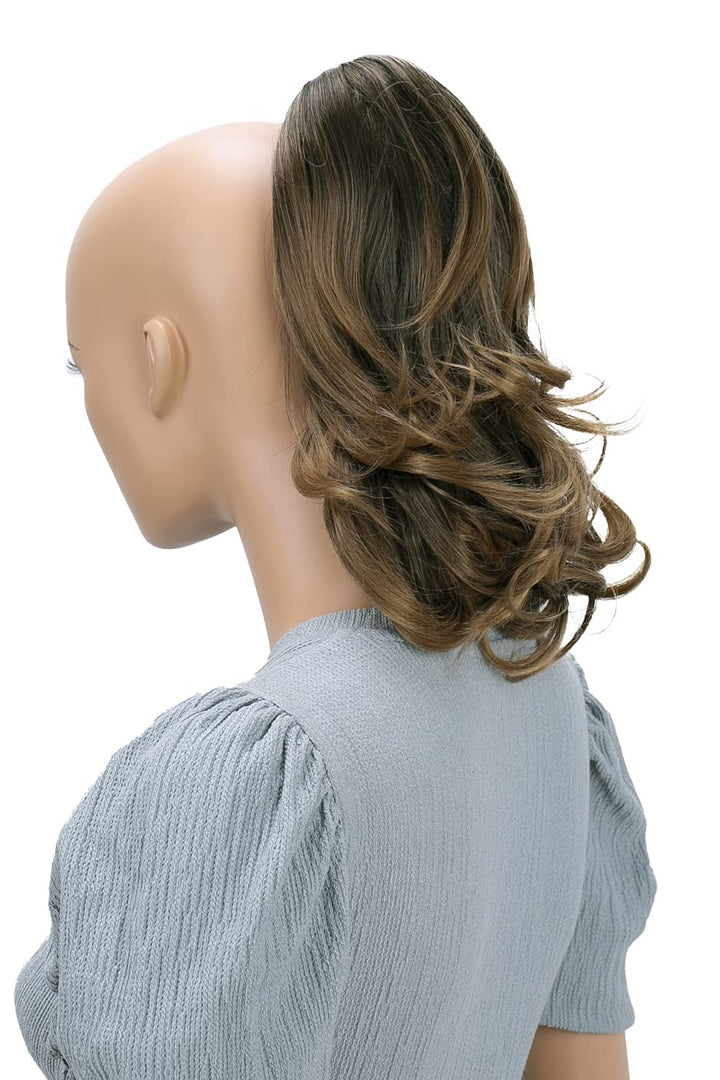 PRETTYSHOP 14 Hair Piece Pony Tail Clip On Extension Voluminous Wavy Heat-Resisting black dark blonde mix 1BT27 H128