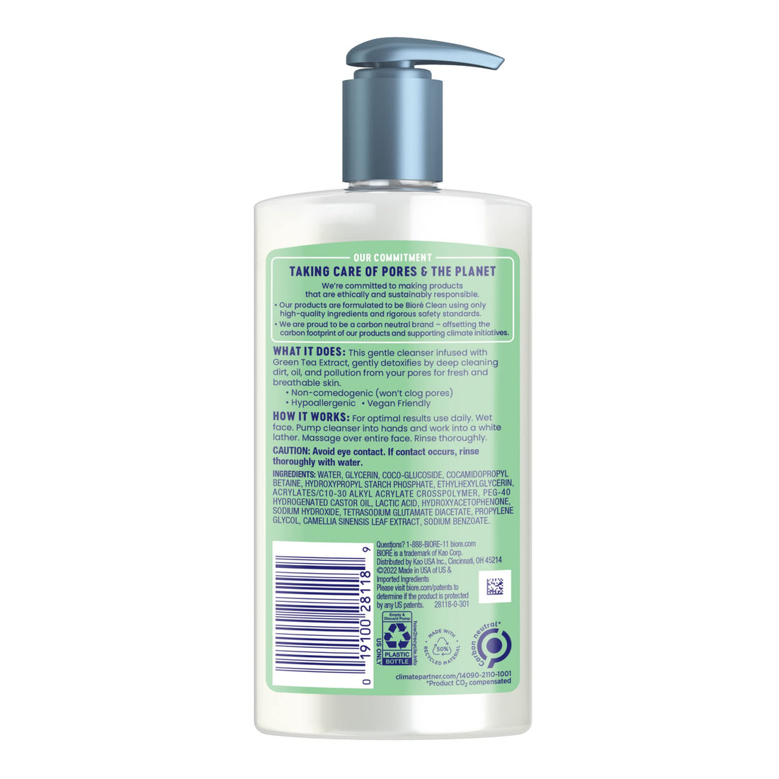 Biore Clean Detox Gentle Face Cleanser for Sensitve Skin, Daily Face Wash, Cleansing Detox, Fragrance and Paraben Free, 6.77 oz