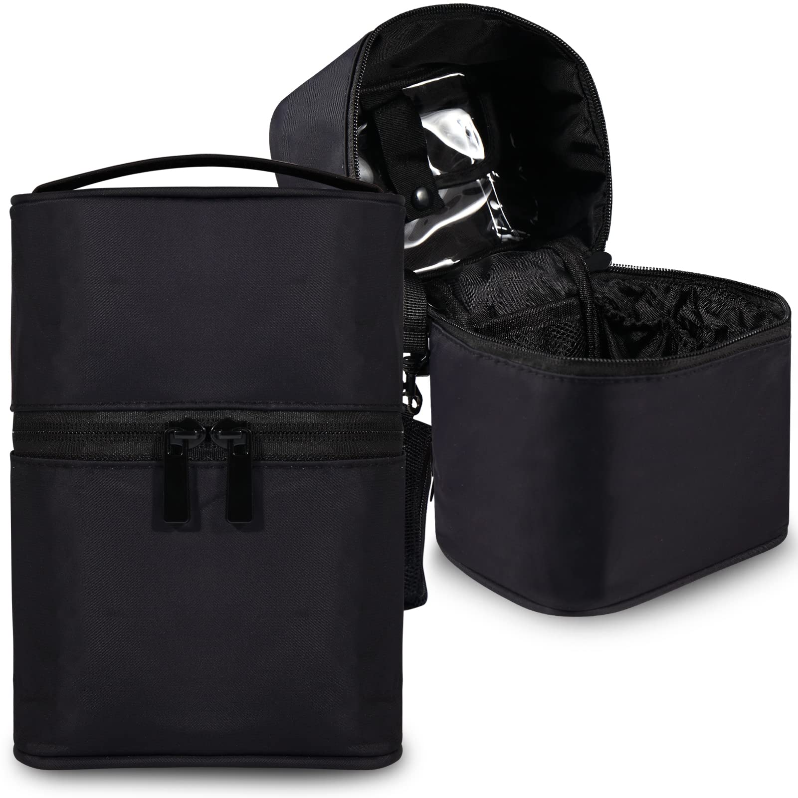 Bysiter Black: Makeup Brush Organizer Artist Makeup Bag Brushes Set Case Professional Travelling Brush Pen Pencil Holder Make Up Cup Storage Organizer Case Pencil Pouch Cosmetic Bag for T