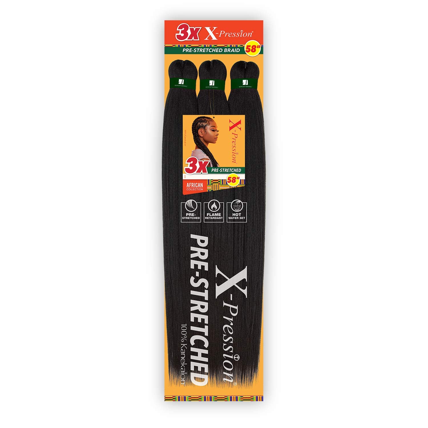 Sensationnel Braids XPRESSION 3X Pre-Stretched Braid 58 (3-pack, BG)