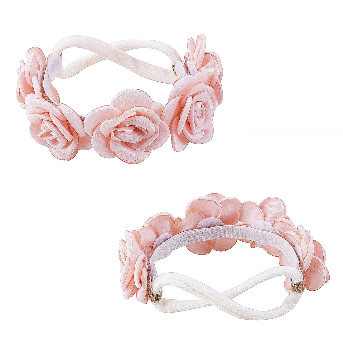 mligril 3pcs Baby Girl Floral Headbands Set-Elastic Hair Band Crown Flower Wraps for Newborn Infant Toddler (3, Pink)