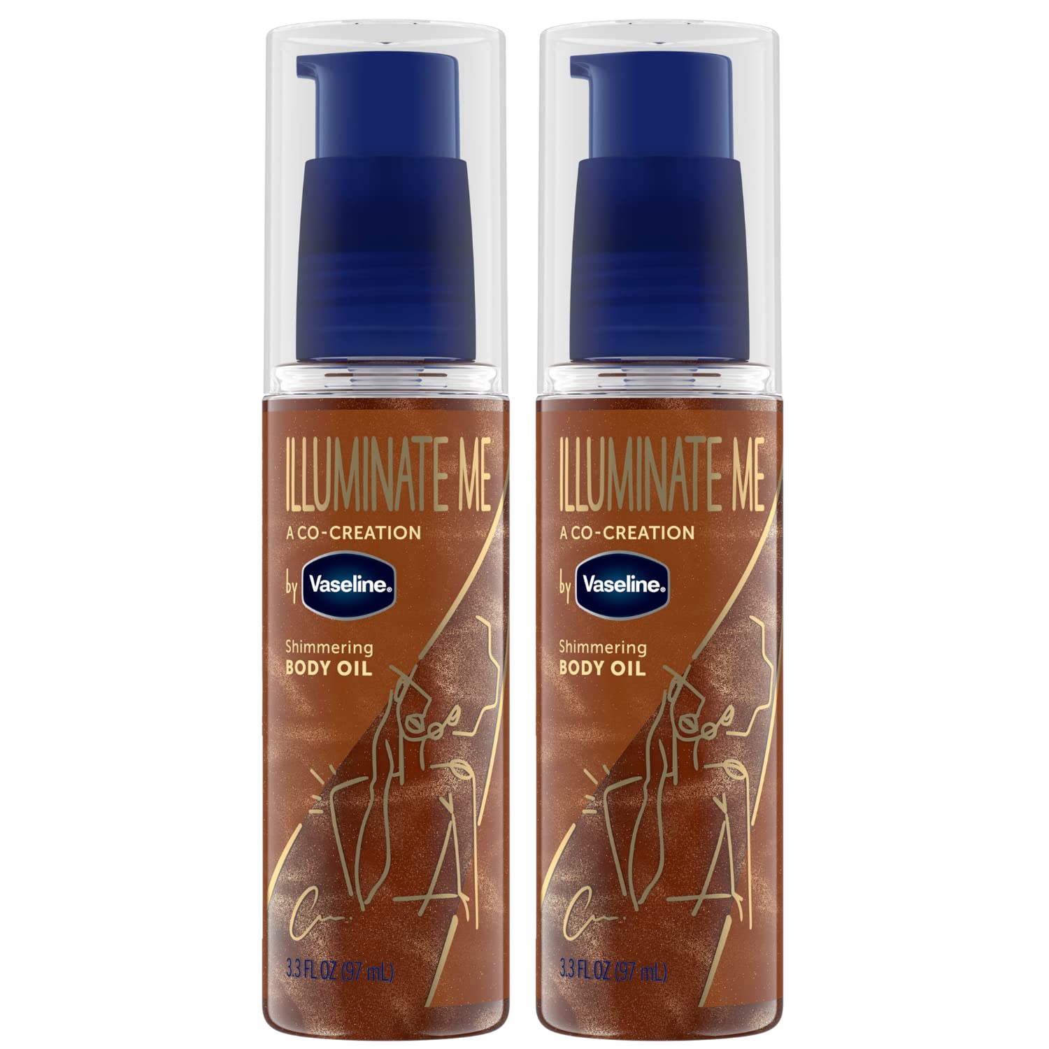 Vaseline Illuminate Me Shimmering Body Oil 3, Travel-Friendly 3-Pack – Glow Up Essentials for Melanin-Rich Skin, 3.3 Oz Ea