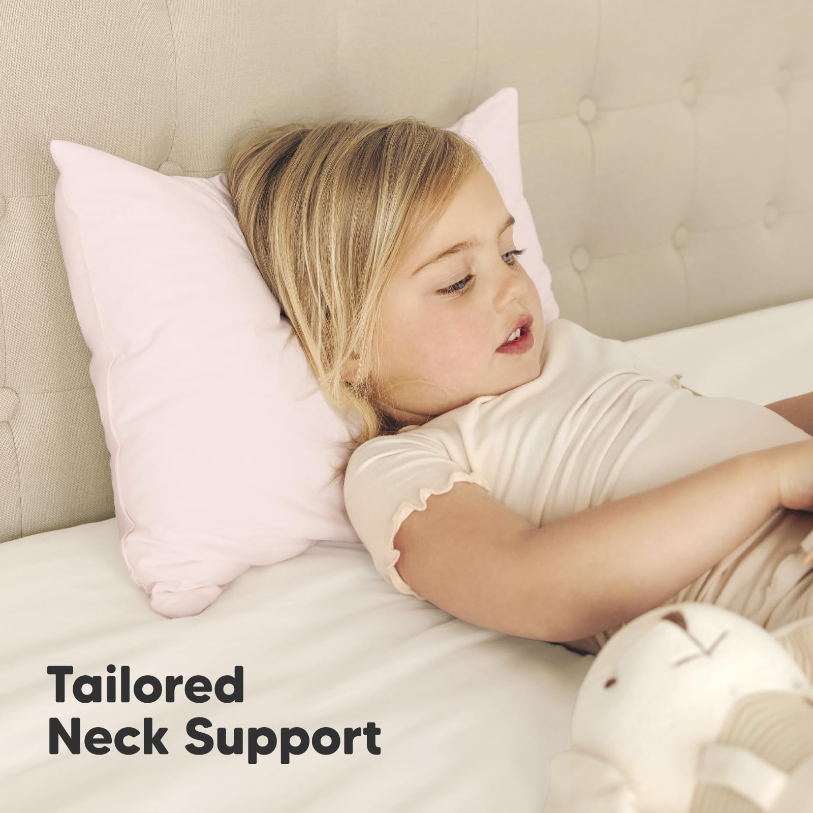 KeaBabies 2-Pack Toddler Pillow 13x18 - Soft Organic Cotton Kids Travel Bed Pillows for Sleeping, School, Nap, Machine Washable, Toddlers 2 to 5, Pillowcase Sold Separately (Mist Pink)