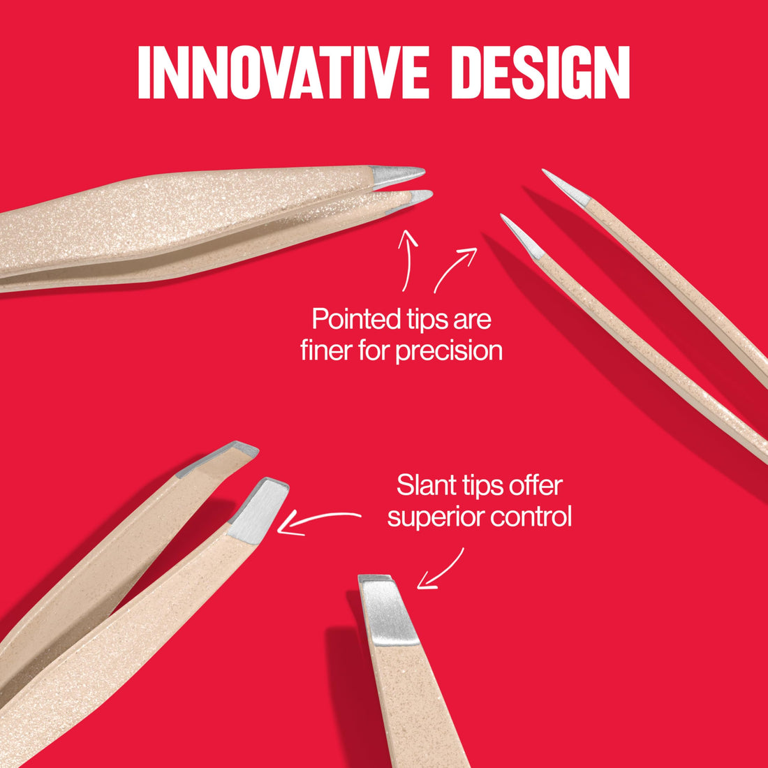 Revlon Designer Series Mini Tweezer Set, Hair Removal Tool Kit with Slant & Point Tips, Portable and Easy to Use, Made with Long Lasting Stainless Steel, 1 Count