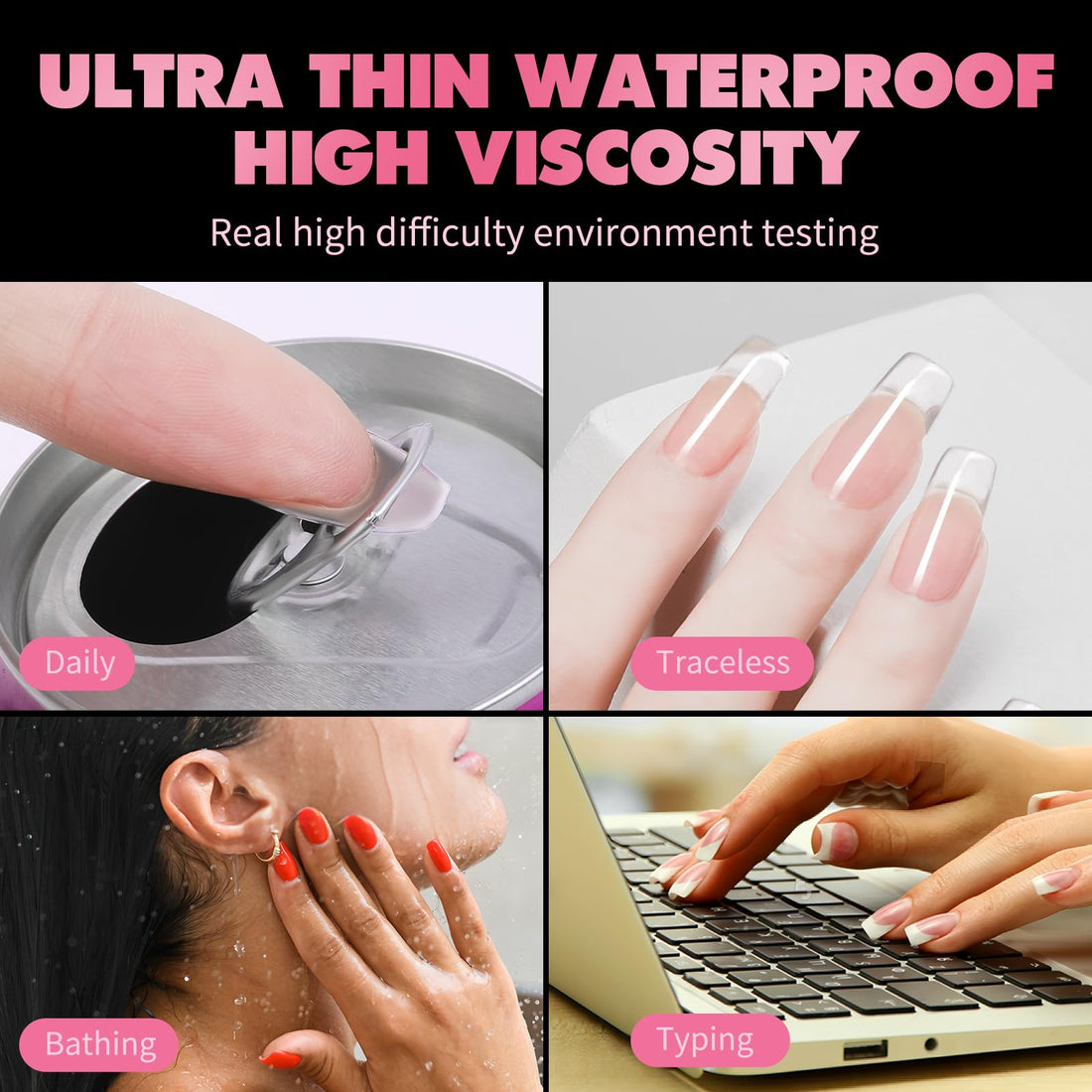 Nail Adhesive Tabs for Press On Nails, Ultra-Strong & Waterproof Nail Stickers for Fake Nails, Press On Nail Glue Tabs Sticky Nail Tabs, 360pcs Double-Sided Jelly Nail Sticky Tabs- 15 Sheets XS/S