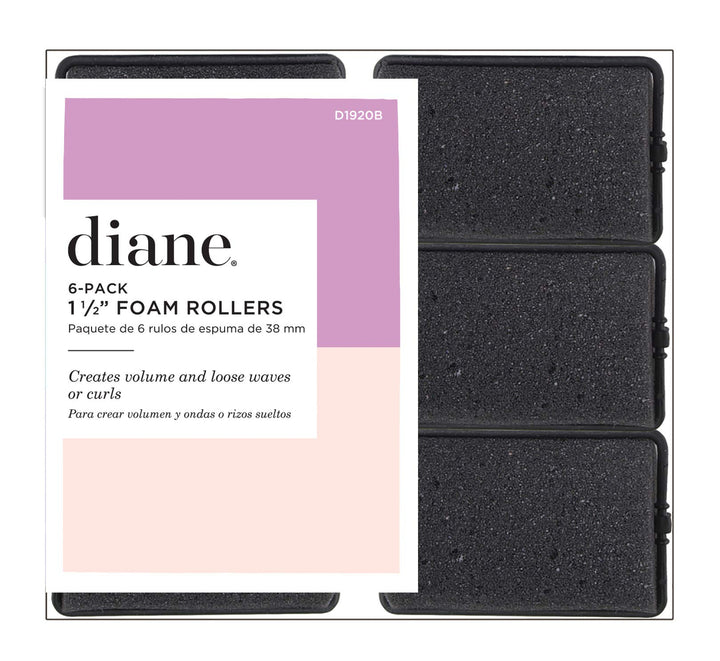 Diane Foam Rollers, Black, 1.5, 6/bag