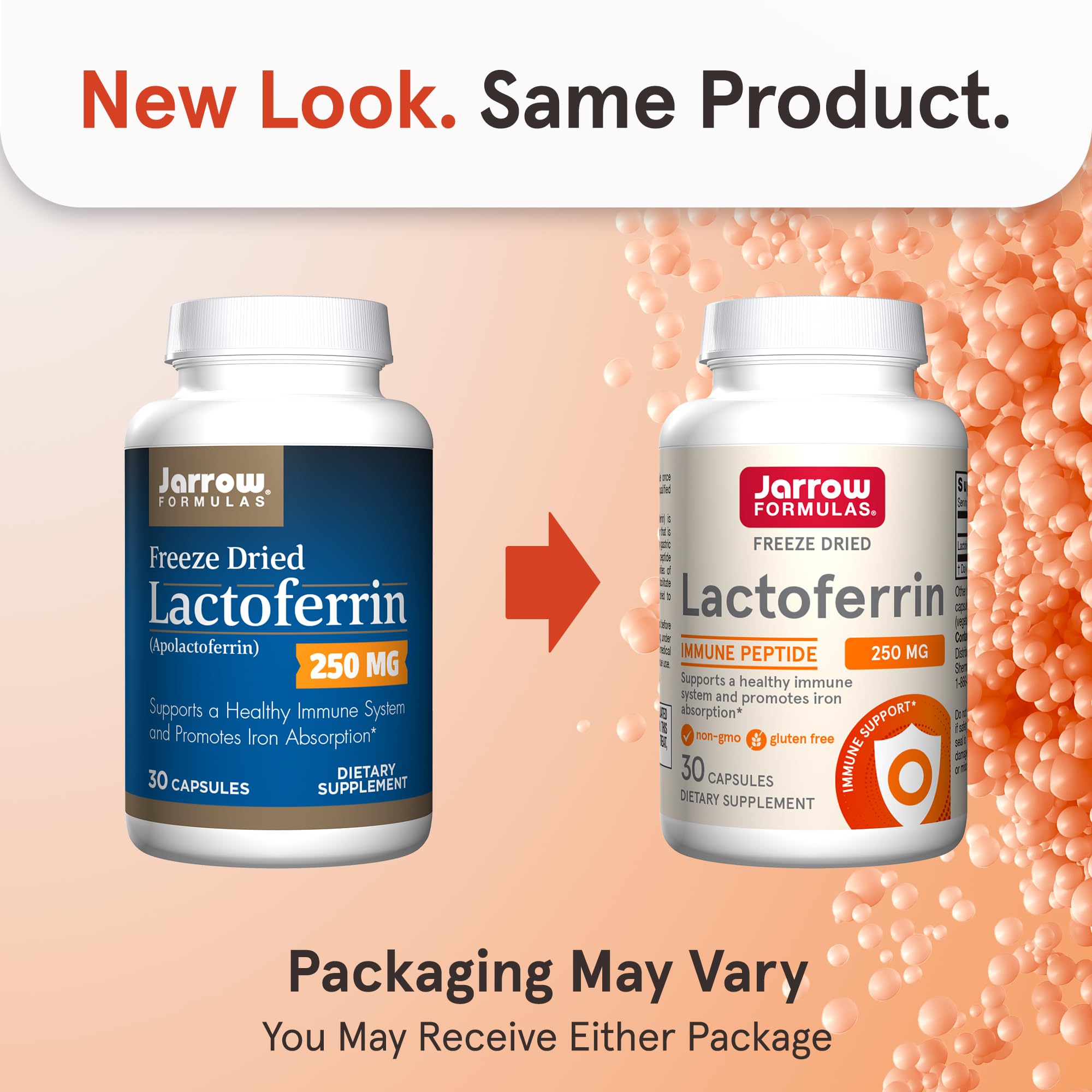 Jarrow Formulas Lactoferrin 250 mg - Immune-Supporting Glycoprotein - for Healthy Immune System Support & Iron Absorption - Freeze Dried - Gluten Free - Non-GMO - 30 Capsules (Servings)