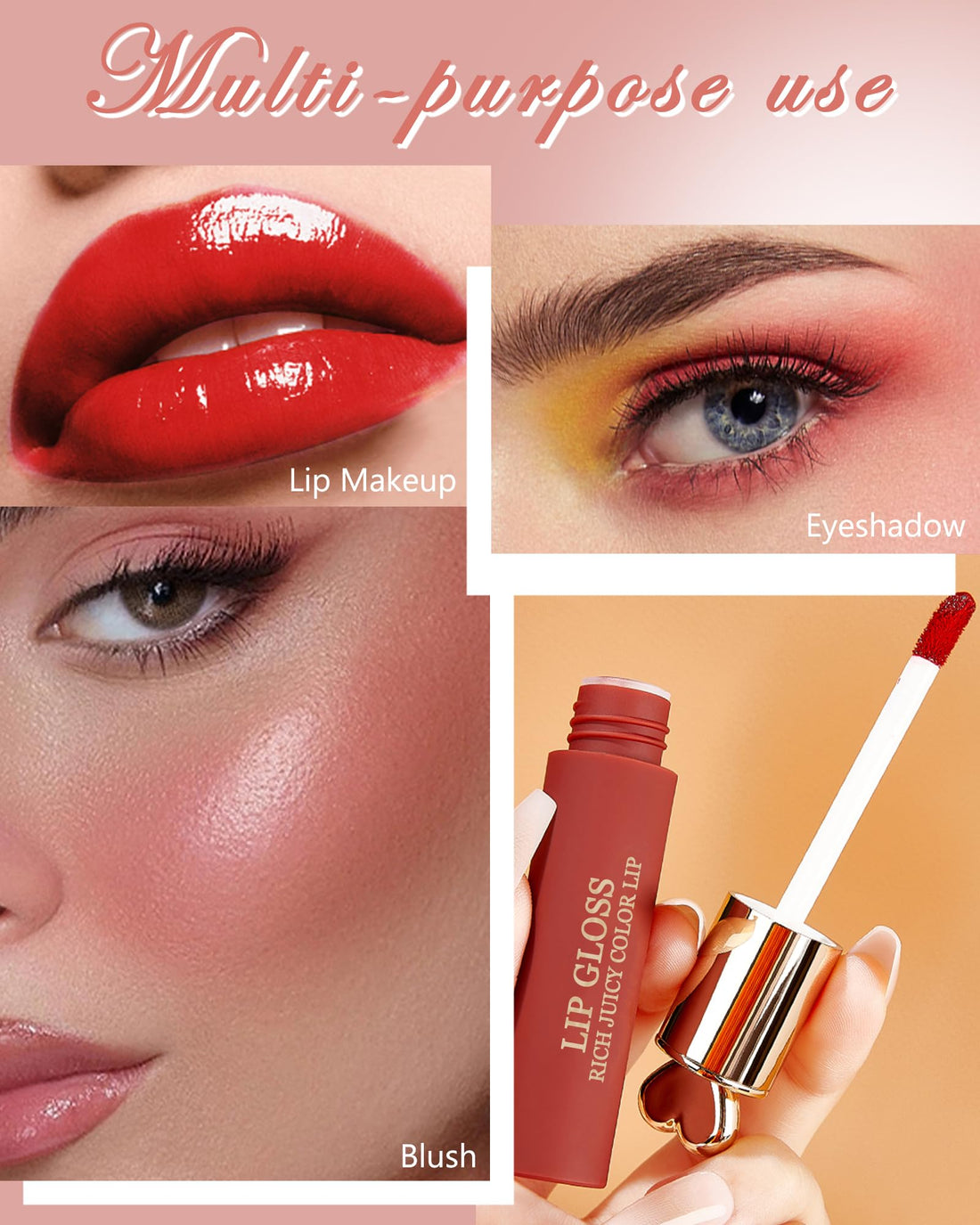 Hydrating Tinted Lip Gloss,1Pcs High Pigmented Bright Red Liquid Lipstick Lip Tint Stain,Longlasting Waterproof Lipstain,Color Stay Lipgloss Lip Glaze Lip Oil,Women's Day Makeup Gift for Women-03#