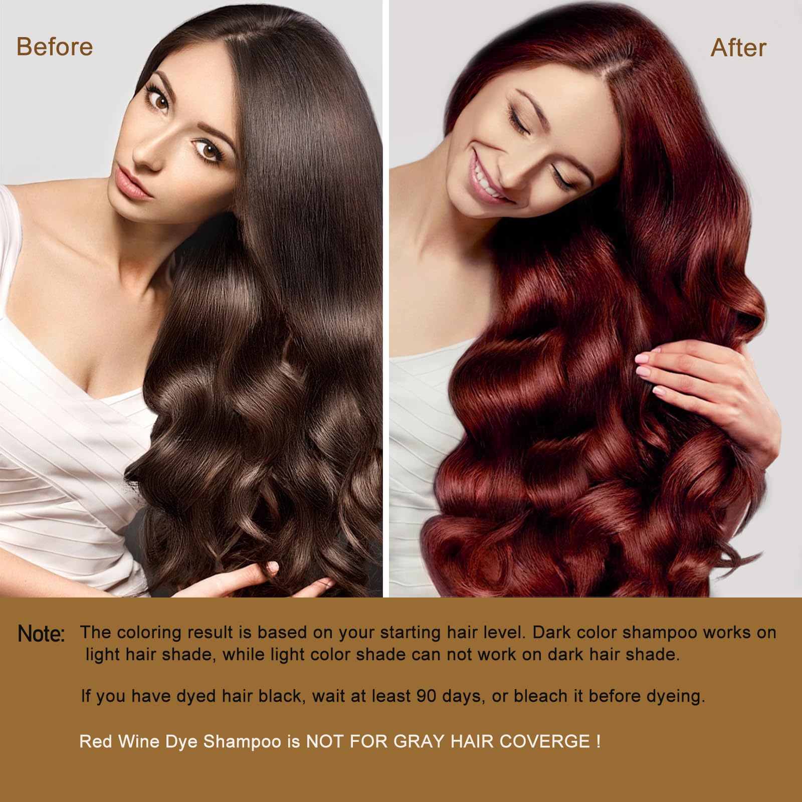 Fvquhvo Red Hair Dye Shampoo 3 in 1, Argan Oil Instant Hair Color Shampoo, Long Lasting Red Hair Shampoo, Semi-Permanent Red Hair Dye, Shampoo Hair Dye Easy to Use (Red Wine)