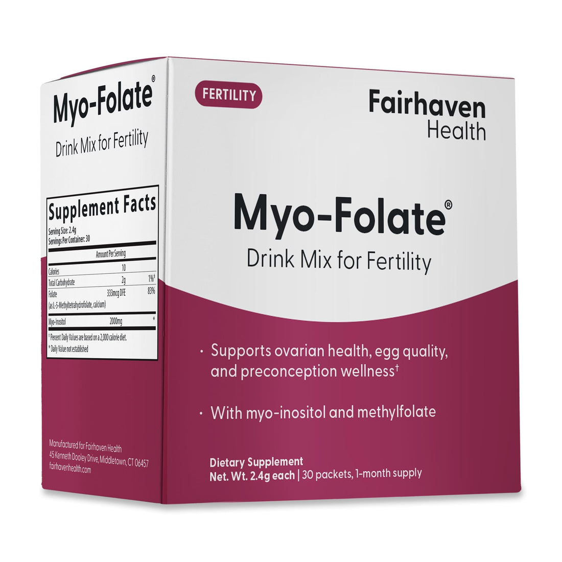 Fairhaven Health Myo-Folate Powder for Women - 1 Per Day, Female Fertility Supplement, Ovarian Health and Egg Quality - 2000 mg Myo-Inositol and 333 mcg Methylfolate – 30 Individual Packets