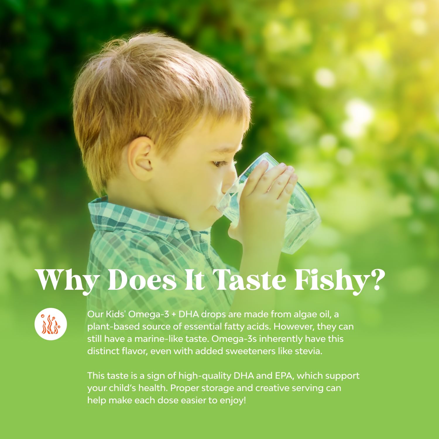 Kids DHA Omega 3 Drops - Fatty Acids Omega 3 6 9 for Brain, Immunity & Vision - Nutritional DHA for Kids for Healthy Nervous System & Focus Support - Vegan Liquid Supplement with EPA & ALA - 2 Fl Oz