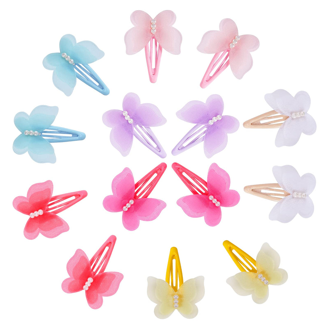 Baby Hair Clips Toddler,14 pcs Baby Girl Chiffon Butterfly Clips,Girls Baby Barrettes,3D Butterfly Hair Accessories