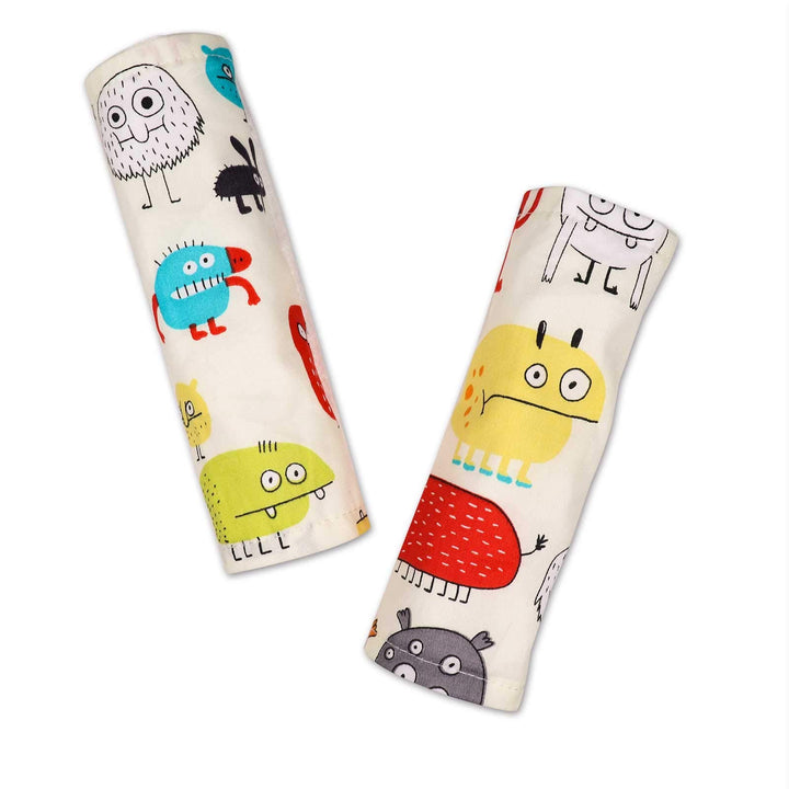 DILIMI Baby Car Seat Neck Cover, 2Pcs Spaceship Car Seat Belt Cover Pad, Shoulder Strap Protectors, Seat Belt Covers Cushion for Boy Girl (Litter Monster)