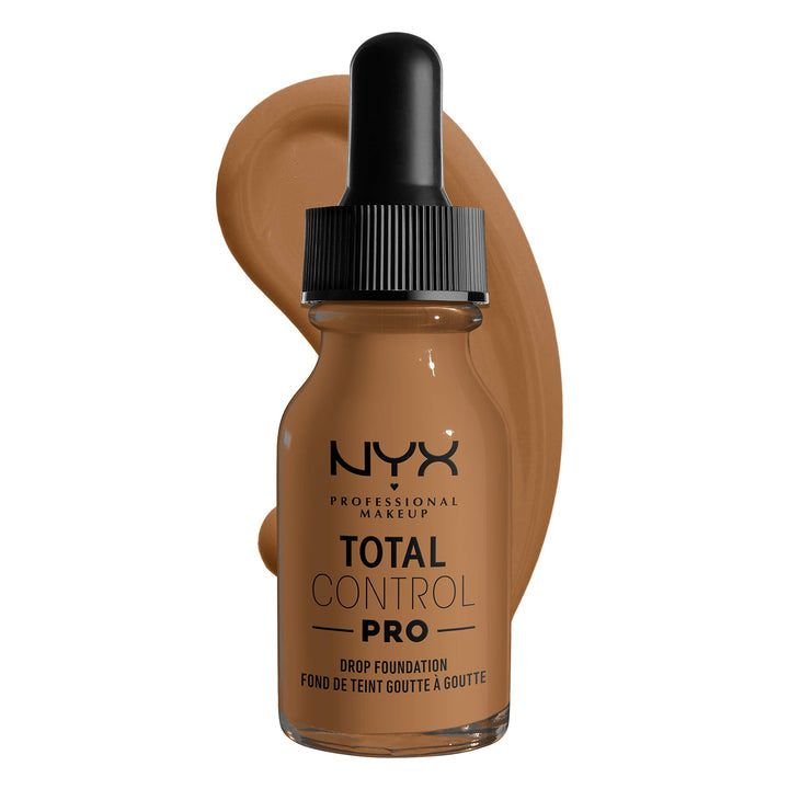 NYX PROFESSIONAL MAKEUP Total Control Pro Drop Foundation, Skin-True Buildable Coverage - Nutmeg