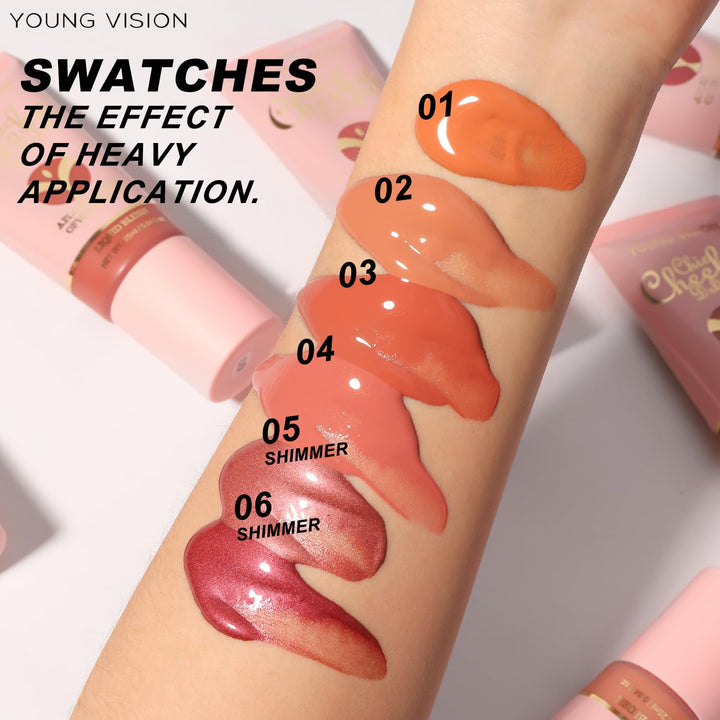 YOUNG VISION Shimmer Liquid Blush Wand - Radiant Cheek Tint | Luminous Rubor Liquido con Brillo | Dewy & Light-Reflecting | Maquillaje Iluminador para Mejillas,25ml/0.84 fl oz