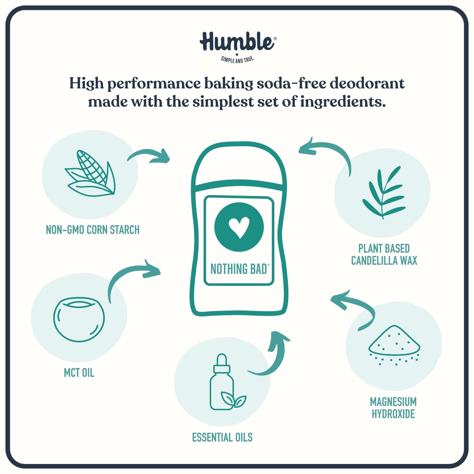 HUMBLE BRANDS Aluminum-Free Deodorant, Vegan and Cruelty- free, Formulated for Sensitive Skin, Simply Unscented, 2.5 Ounce (Pack of 3)