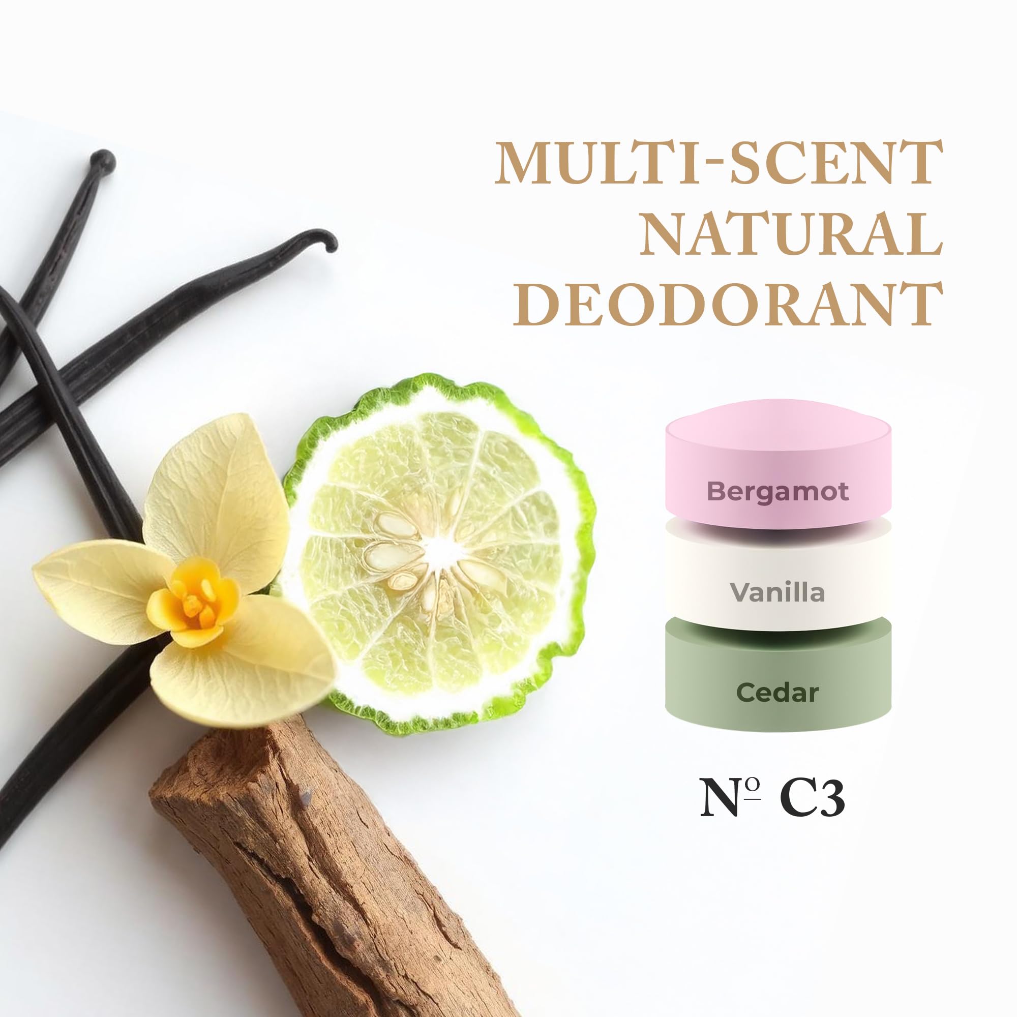 Nevo Multi Scent Deodorant Stick With Layers | Aluminum Free Deodorant for Women & Men | All Natural, Organic, Vegan, Non Toxic | Coconut Oil & Shea Butter | Nº C2 Lavender - Vanilla - Lemon 2.65 oz