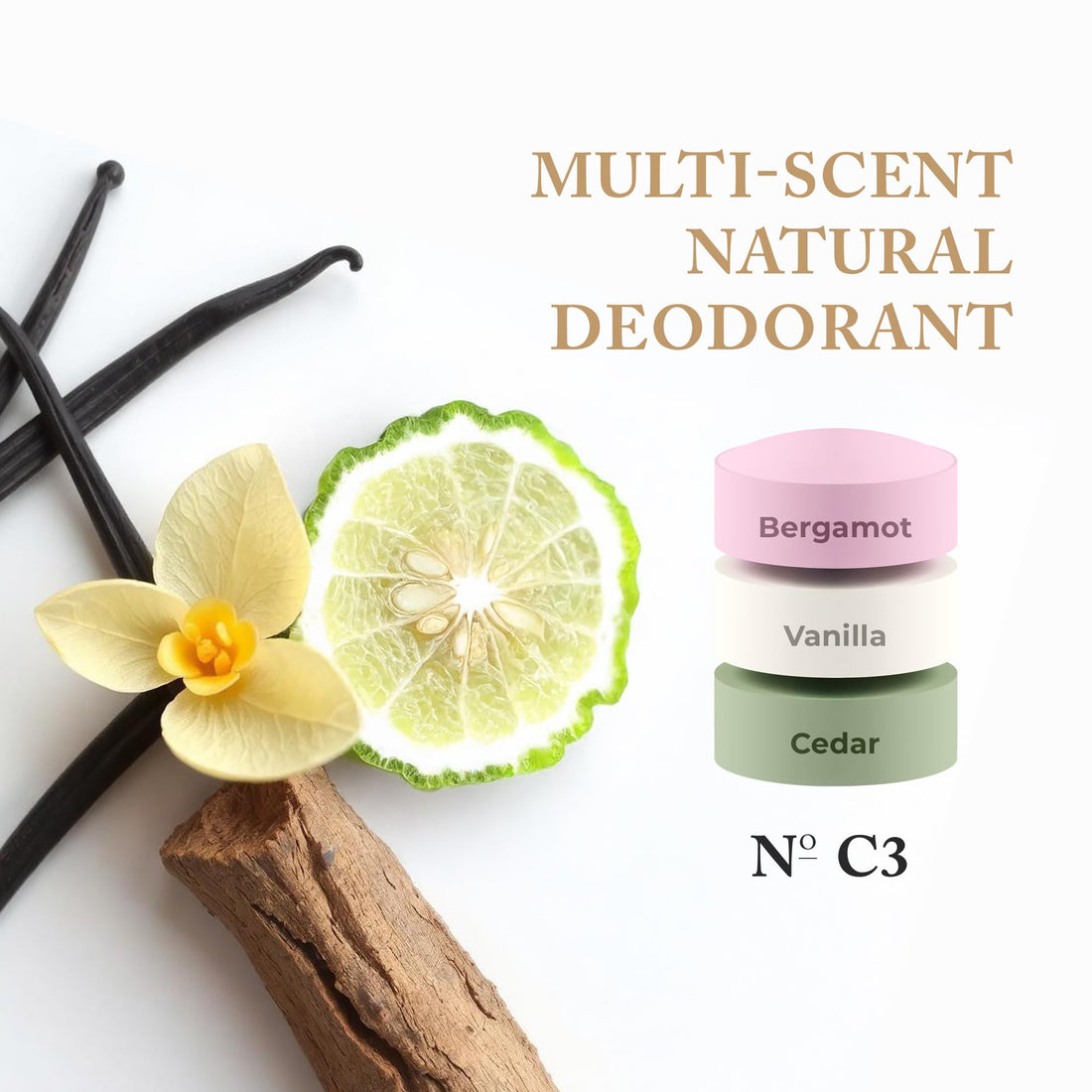 Nevo Multi Scent Deodorant Stick With Layers | Aluminum Free Deodorant for Women & Men | All Natural, Organic, Vegan, Non Toxic | Coconut Oil & Shea Butter | Nº C2 Lavender - Vanilla - Lemon 2.65 oz
