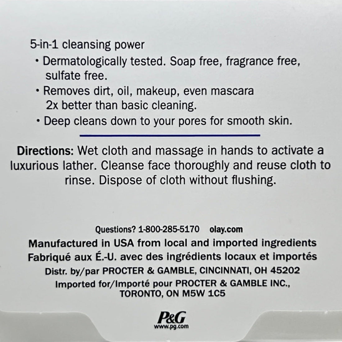 Olay Daily Deeply Clean 4-in-1 Water Activated Cleansing Face Cloths 33ct (Pack of 5)