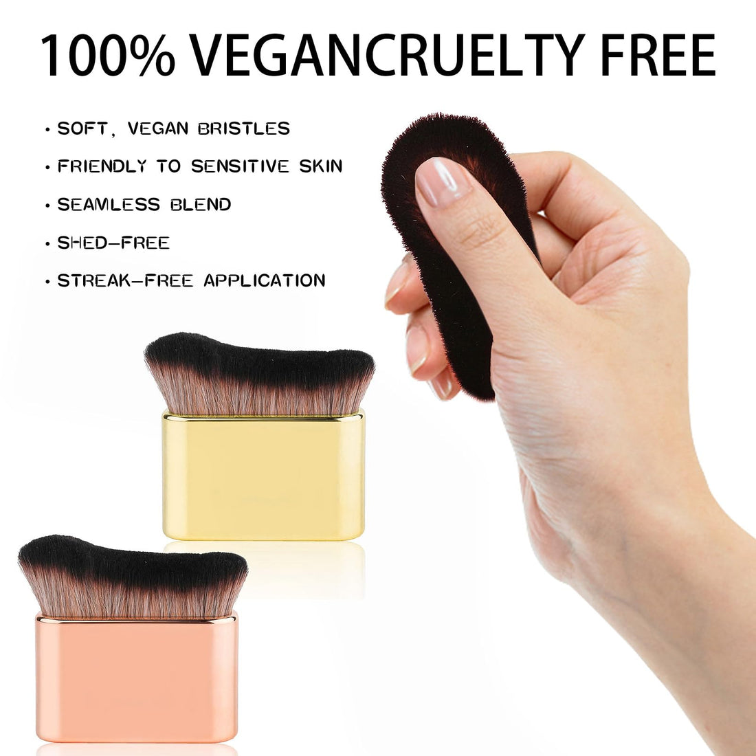 3 Pcs Makeup Brushes Dual-ended Foundation Pro Facial Palm Brush Self Tan Blend Body Eyes Legs Highlight Contouring Liquid Cream Powder Tool