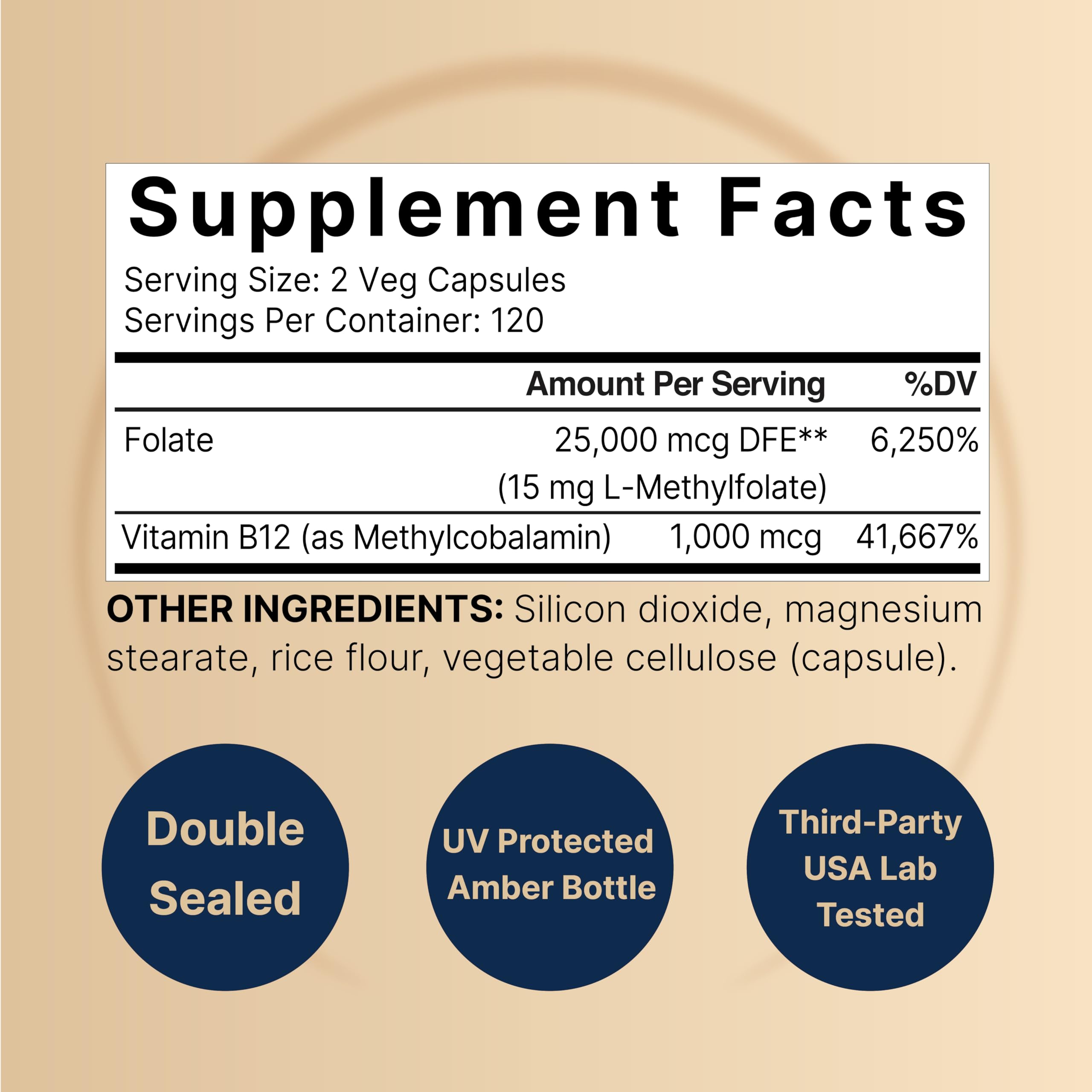 NatureBell L Methylfolate 15mg, 240 Veggie Capsules | 5-MTHF with Methyl B12 1,000mcg | High Potency Dual Action for Energy & Cognitive Support, Active Folic Acid – Methyl Folate Supplement