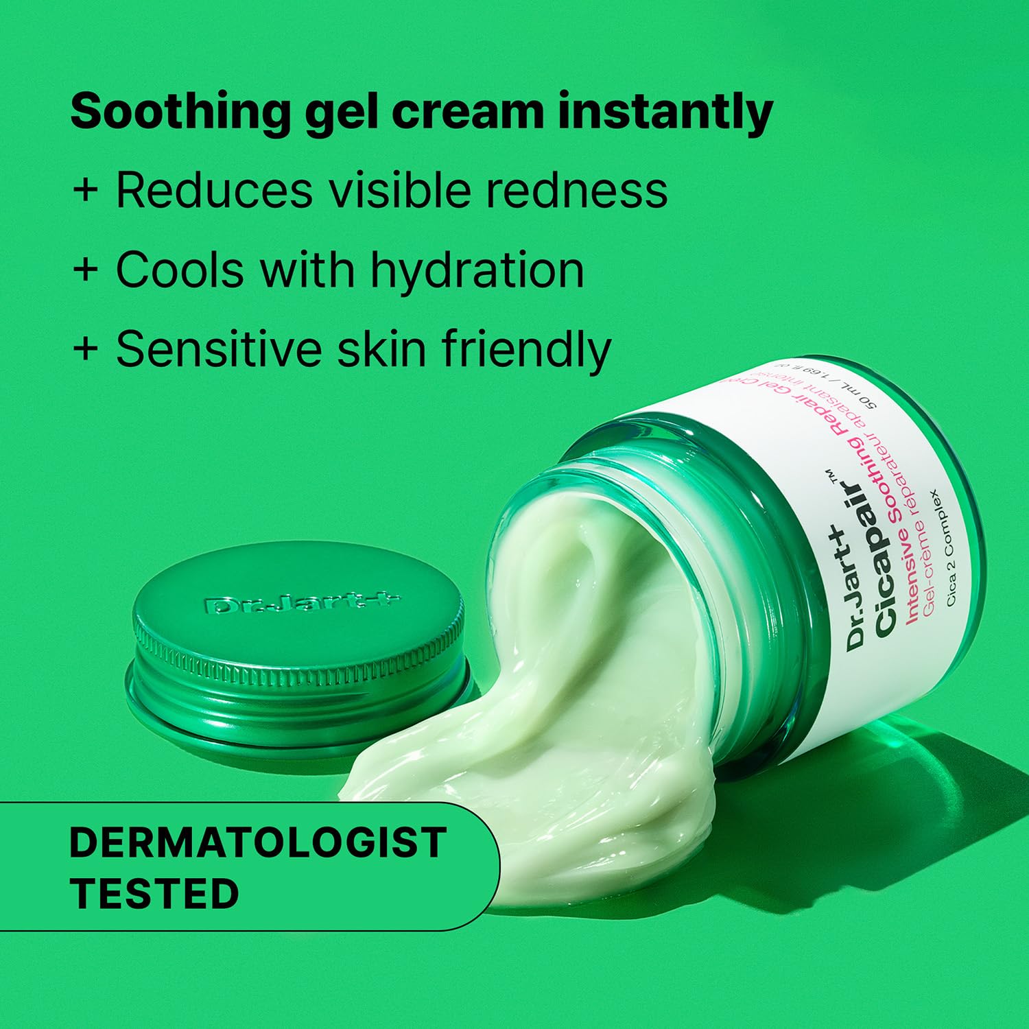 Dr.Jart+ Cicapair™ Cooling Gel Face Moisturizer for Redness and Sensitive Skin with Centella Asiatica | Korean Skin Care, 1.69 Fl Oz
