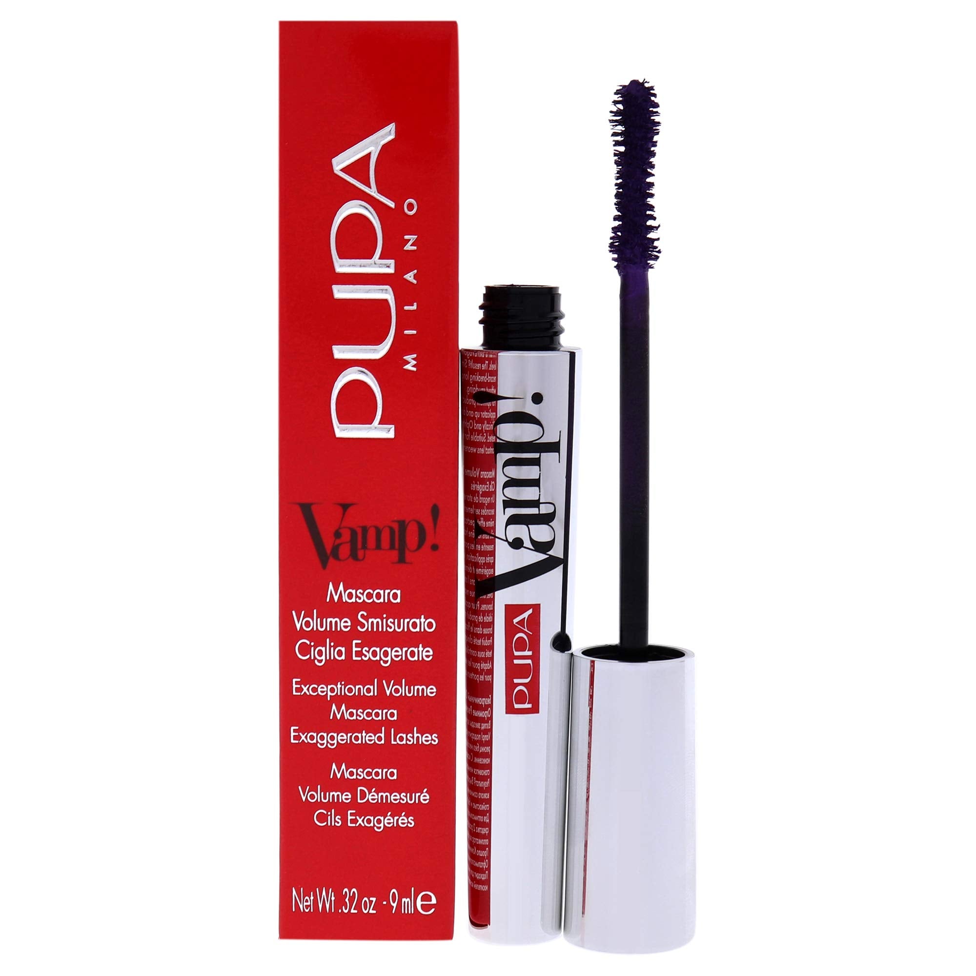 Pupa Milano Vamp! Mascara - Volume Building Revolutionary Performance and Formula - For Thick, Full, Super Dense Lashes with the Dramatic Look of False Lashes - 400 Amethyst Violet - 0.32 Oz