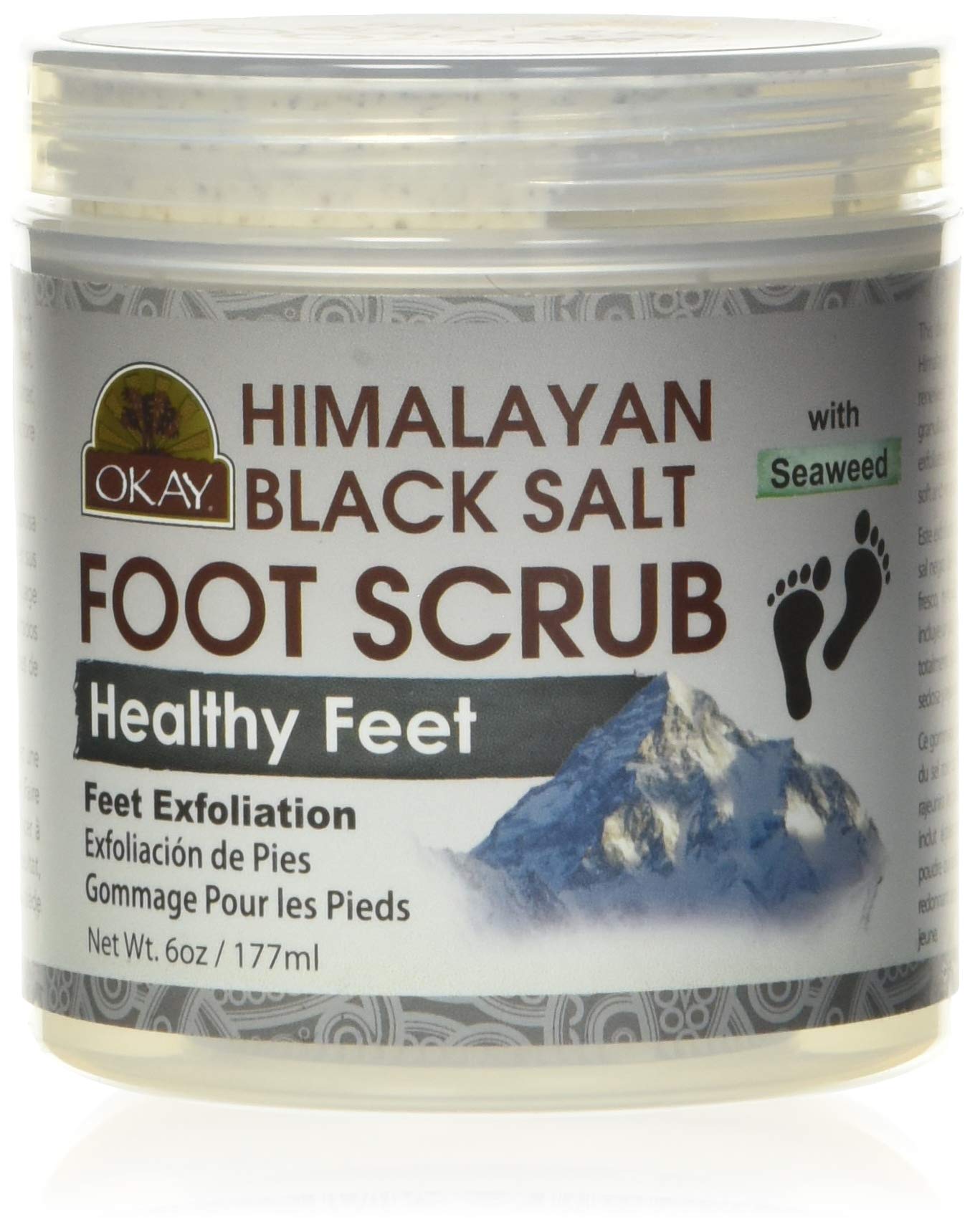 OKAY Himalayan Black Salt with Seaweed Foot Scrub, 6 Ounce
