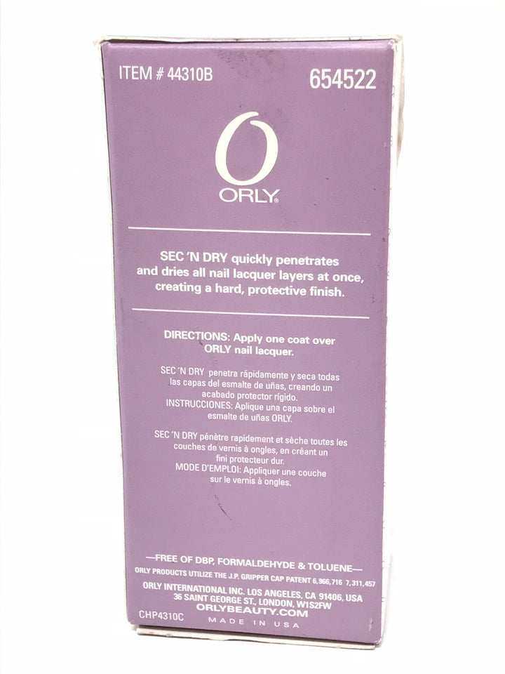 Orly Sec'n Dry Quick Deep-Dry Topcoat .6 fl oz (18 ml) by Orly