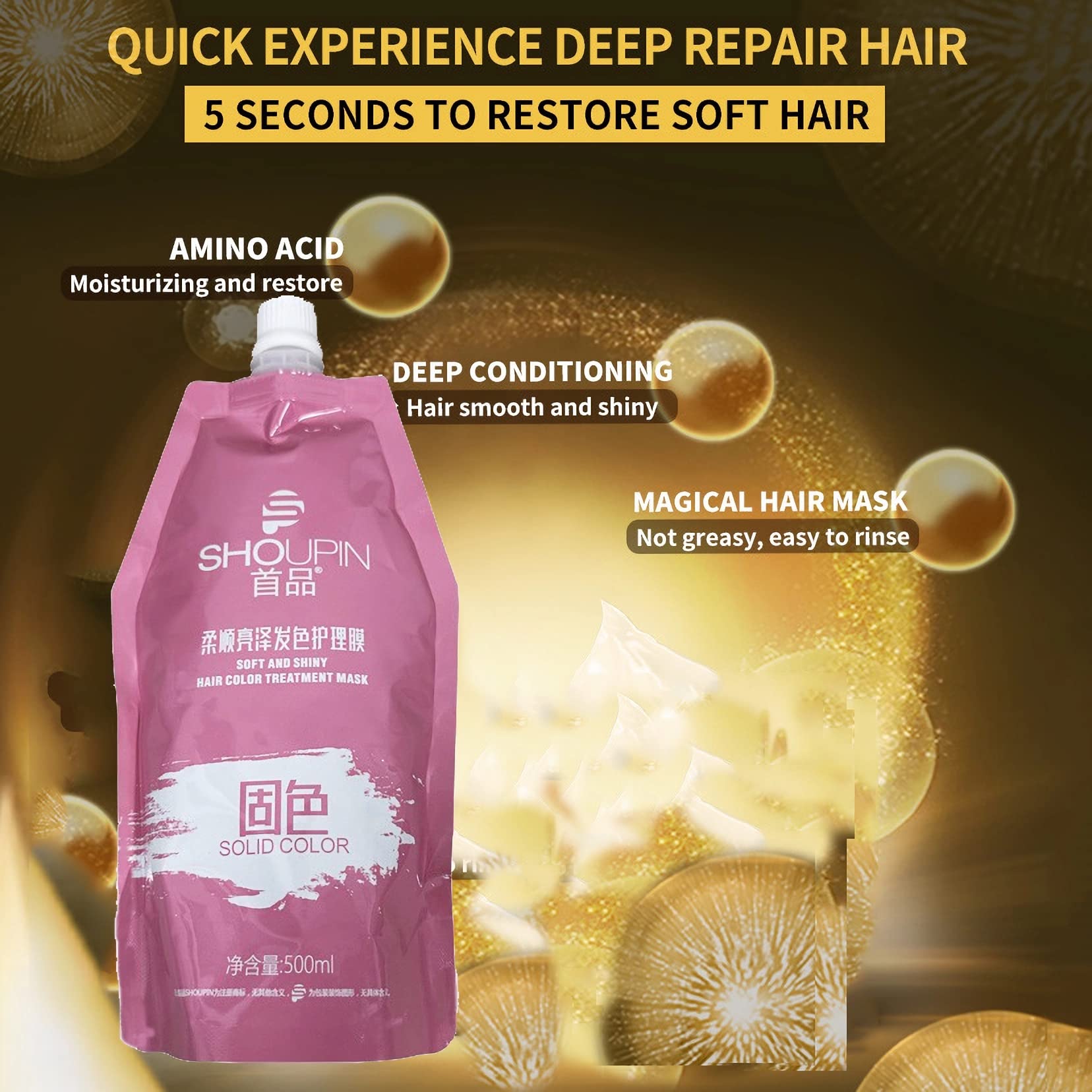 YIZHONG Hair Color Treatment Mask Non-Steaming Baking Cream Repair Hair Conditioner no Of Silicone Oil, Easy To Use (500ml)