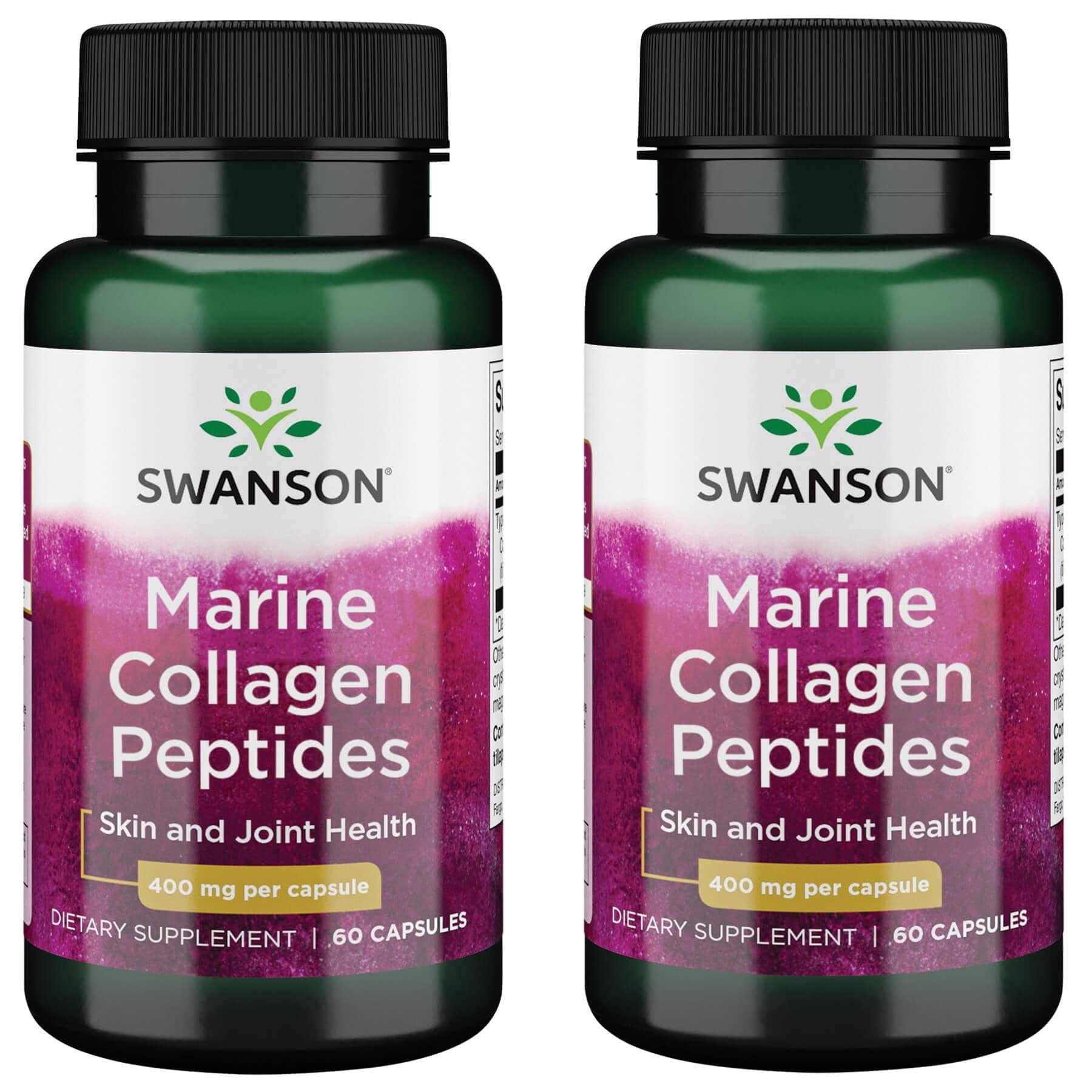 Swanson Hydrolyzed Fish Collagen Type I 400 Milligrams 60 Capsules (2 Pack)