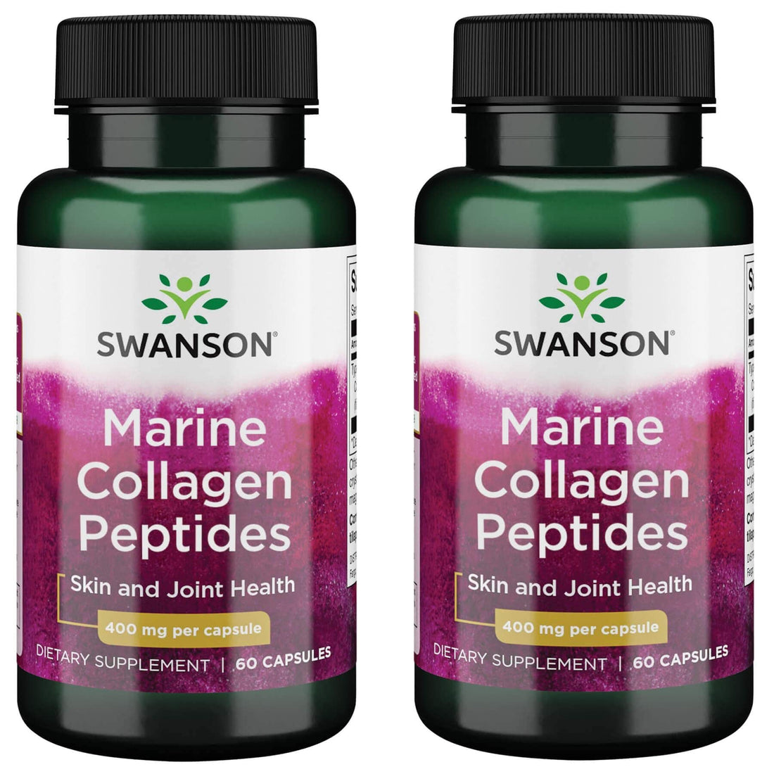 Swanson Hydrolyzed Fish Collagen Type I 400 Milligrams 60 Capsules (2 Pack)