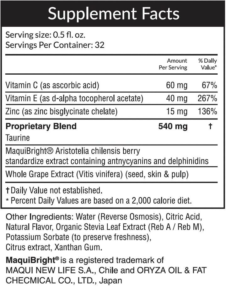 Passion 4 Health Liquid Eye Vitamins - Natural Vision & Adult Eye Care Supplement - Premium Support with Maqui Berry Extract, Gluten-Free, Non-GMO, No Sugar - 30-Day Supply, Made in USA