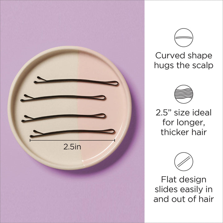 Diane Curved Jumbo Bob Pins, Black, 40/Card