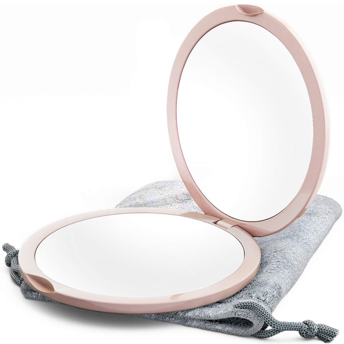 Magnifying Compact Mirror for Purses, 1x/10x Magnification – Double Sided Travel Makeup Mirror, 4 Inch Small Pocket or Purse Mirror. Distortion Free Folding Portable Compact Mirrors (Millennial Pink)