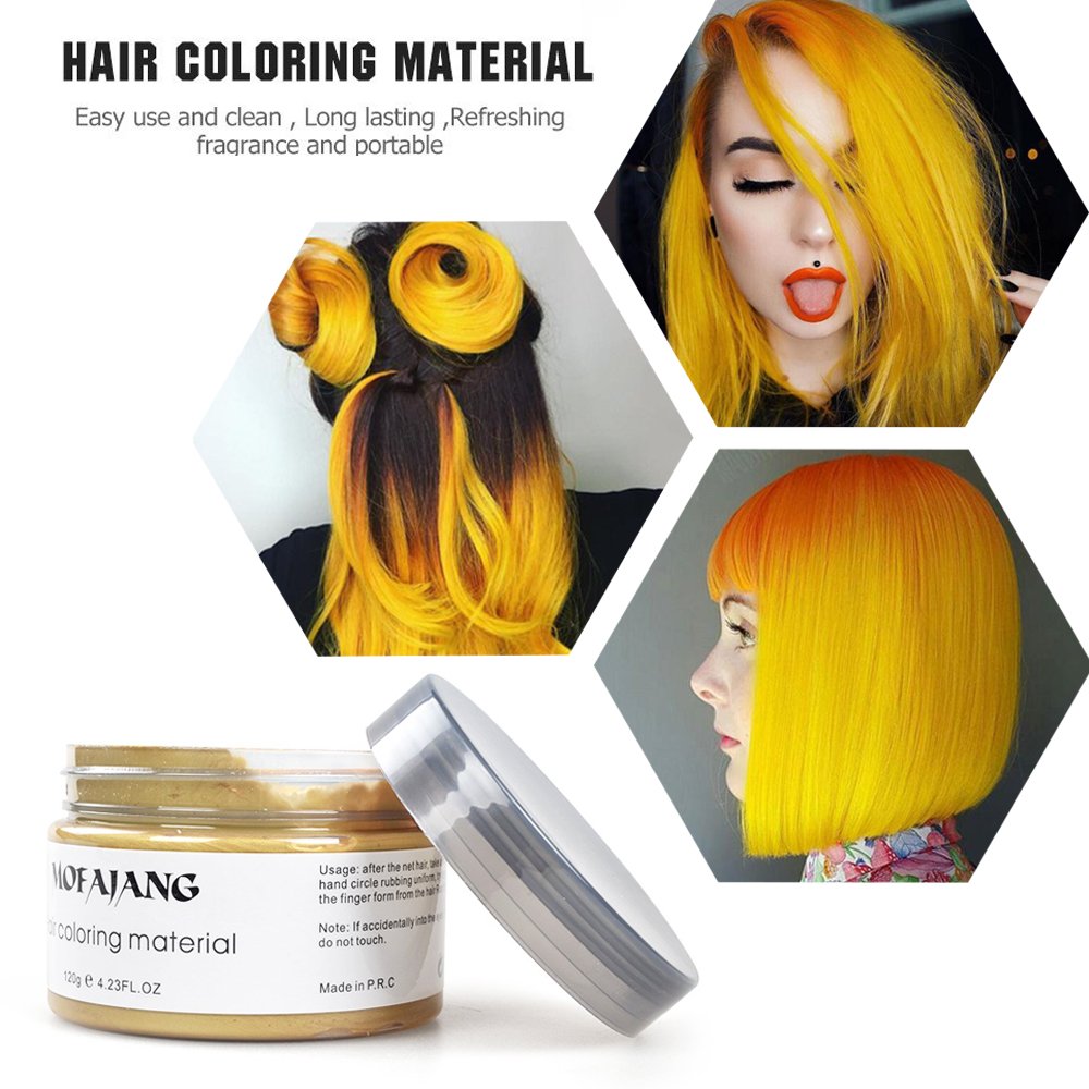 Temporary Hair Color Wax Gold Hairstyle Cream 4.23 oz Hair Pomades Natural Hairstyle for Kids Men Women Party Cosplay Date