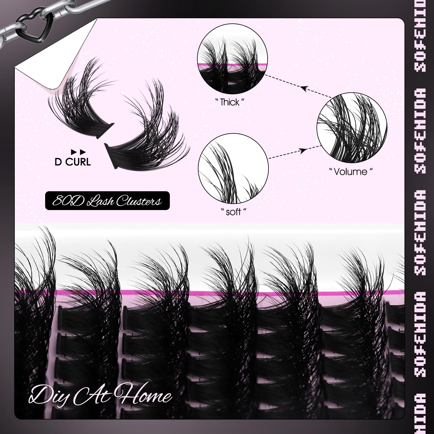 SOFENIDA Lash Clusters Kit 100D Thick Cluster Lashes 10-18mm Volume Eyelash Clusters D Curl Cluster Eyelash Extensions 3D Wispy Lash Clusters DIY Lash Extension Kit(100D-10-18MIX Thick Kit)