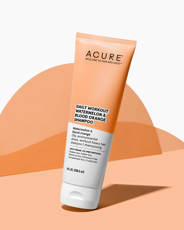 ACURE Daily Workout Watermelon Shampoo | 100% Vegan | For Oily, Environmental Stressed, Workout Heavy Hair | Watermelon & Blood Orange - Gentle Everyday Formula | 8 Fl Oz