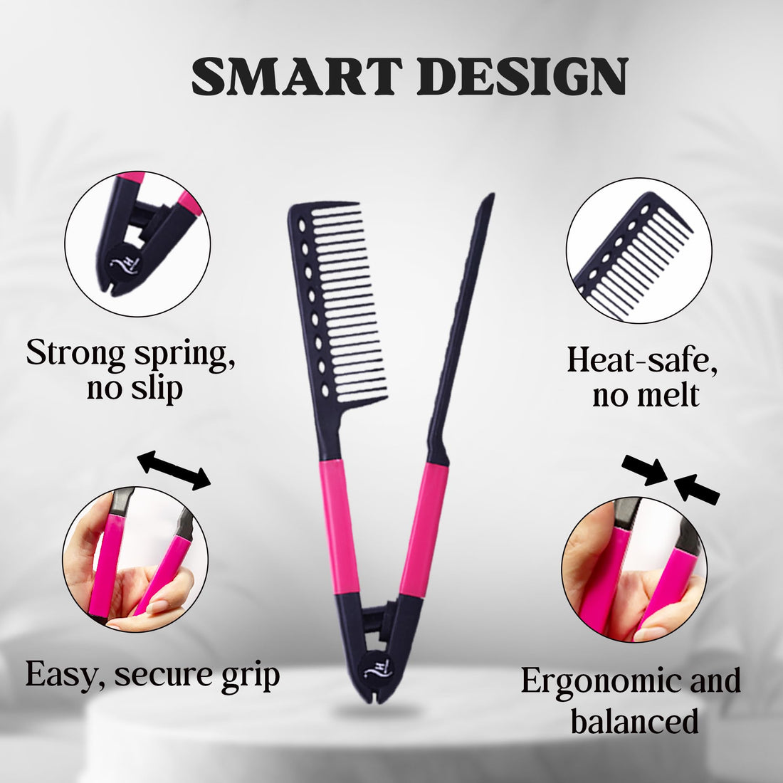 Herstyler Hair Straightening Comb - Straightener Comb for Flat Iron - Makes Styling Easy - Get Straight Hair in Minutes (Pink)