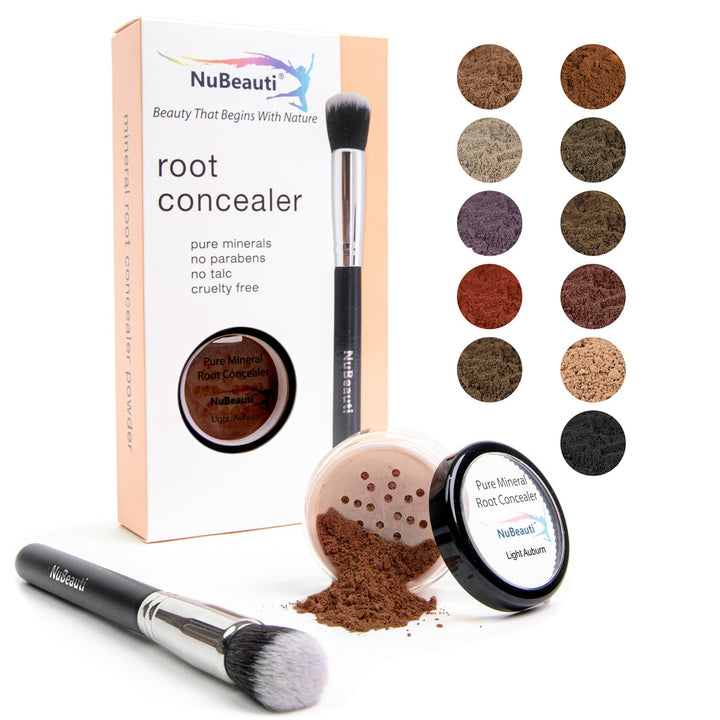 Root Concealer Touch Up Powder | All-Natural Crushed Minerals With Brush | Fast and Easy Total Gray Hair Cover up For Black | Brown | Auburn and Blonde Hair .32 ounce (Light Auburn)