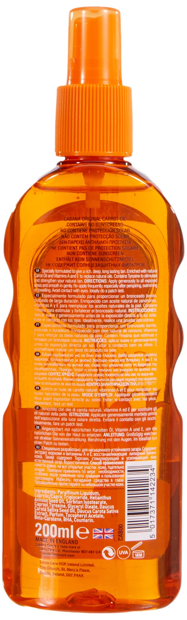 Cabana Sun Original Carrot Oil Accelerates Tanning 200ml by Cabana Sun