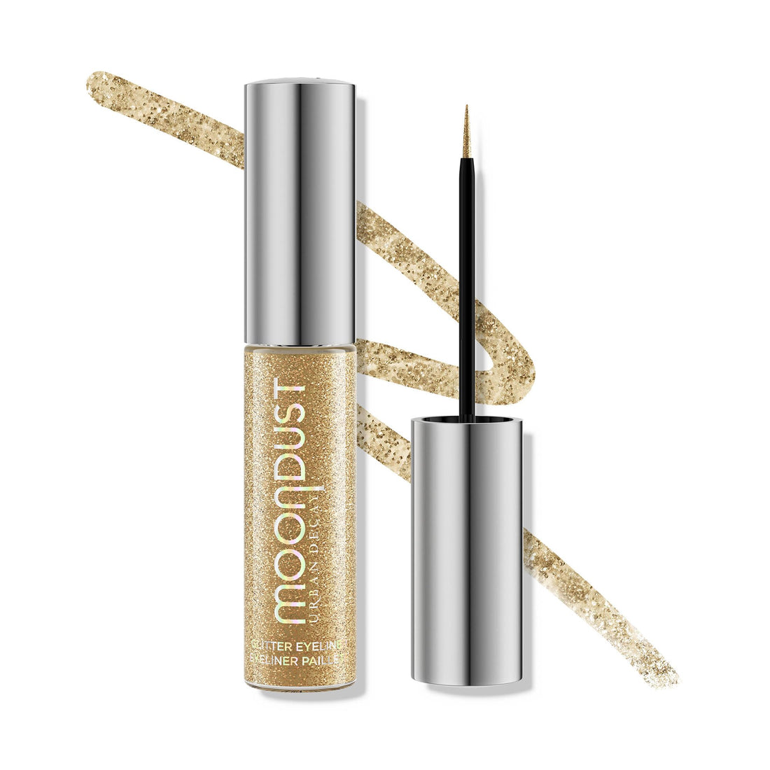 URBAN DECAY Moondust Liquid Glitter Eyeliner (Midnight Cowboy - Gold Glitter), Sparkly Eye Liner, Glitter Eyeshadow Topper, Universal Shimmering Shades, No Fallout - 0.25 fl oz
