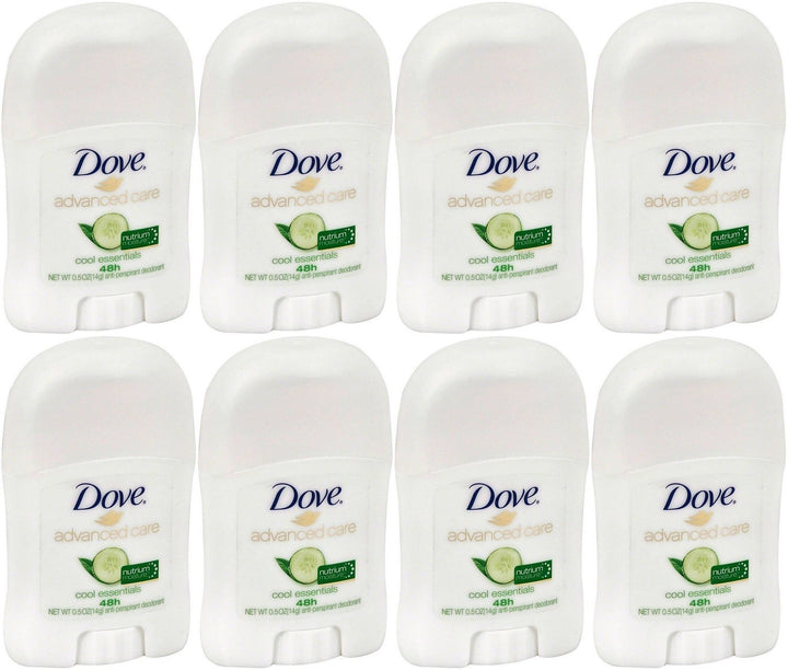 Dove Advanced Care Antiperspirant & Deodorant Stick, Cool Essentials, Travel Size 0.5 Ounce (Pack of 8)