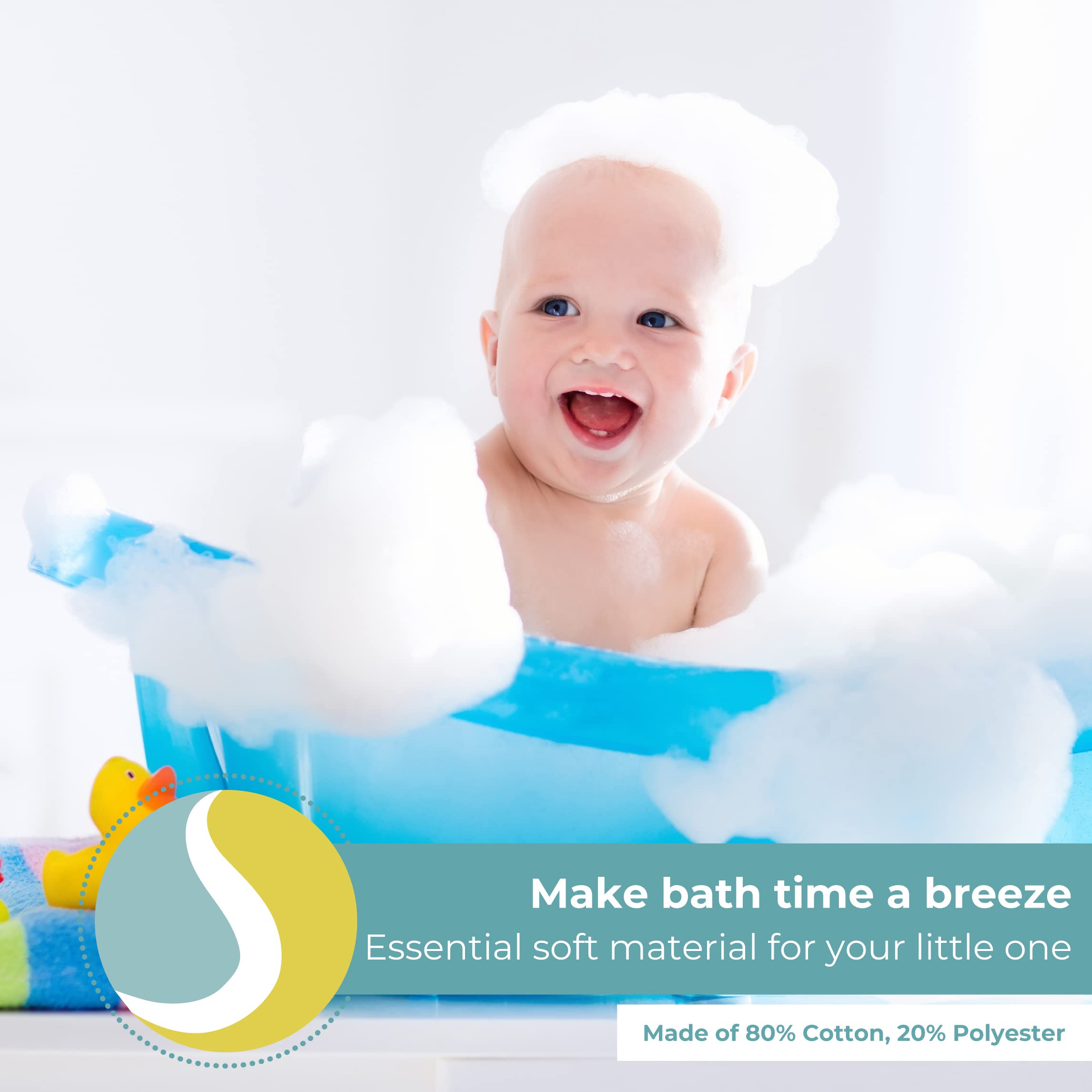 Spasilk Bath Hooded Towels & Washcloths Set for Babies, Hooded Terry Bath Towel & 4 Washcloths, Blue